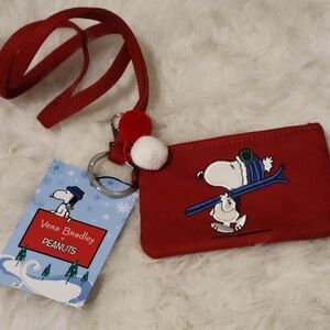 Vera Bradley Ski Slope Snoopy Red Wristlet New with Tags & Lanyard